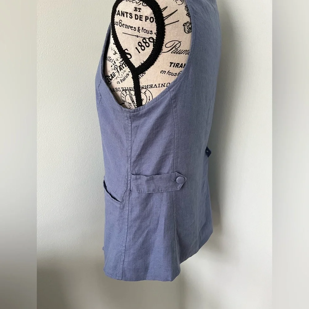 Free People Chic Blue Button-Front Top - Picture 10 of 12